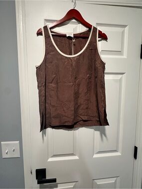 Classic Brown Tank with Cream Trim — Casual Women's Shell